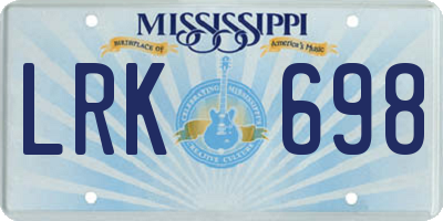 MS license plate LRK698