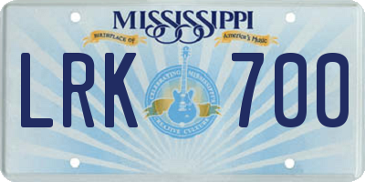 MS license plate LRK700