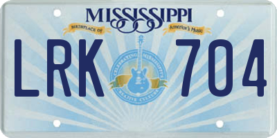 MS license plate LRK704