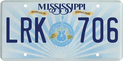 MS license plate LRK706