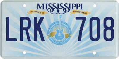 MS license plate LRK708