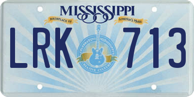 MS license plate LRK713