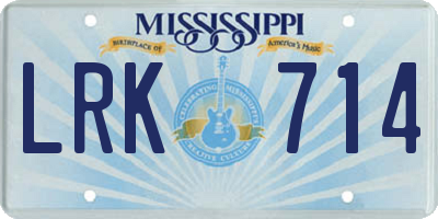 MS license plate LRK714