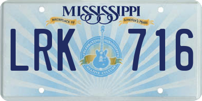 MS license plate LRK716