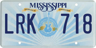 MS license plate LRK718