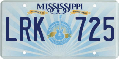MS license plate LRK725