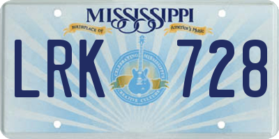 MS license plate LRK728