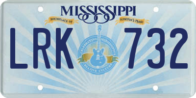 MS license plate LRK732
