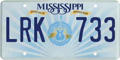 MS license plate LRK733