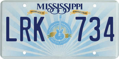 MS license plate LRK734