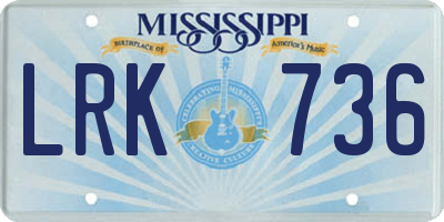 MS license plate LRK736