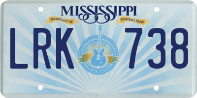 MS license plate LRK738