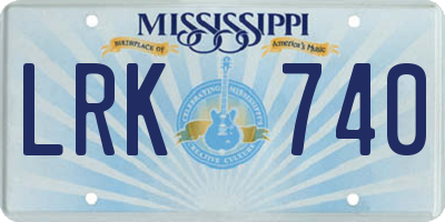MS license plate LRK740