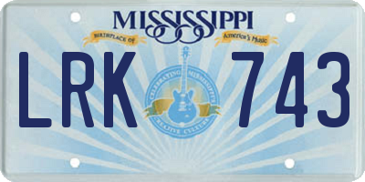 MS license plate LRK743