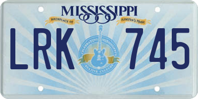 MS license plate LRK745
