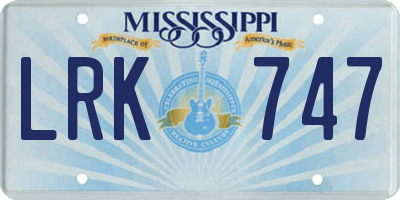 MS license plate LRK747