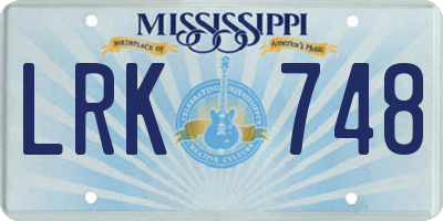 MS license plate LRK748