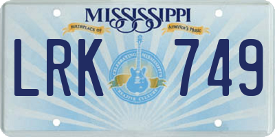 MS license plate LRK749