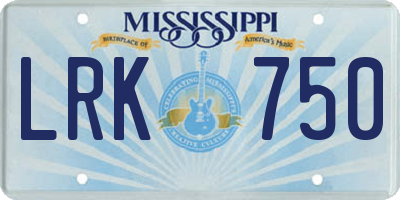 MS license plate LRK750
