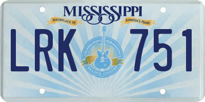 MS license plate LRK751