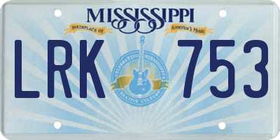 MS license plate LRK753