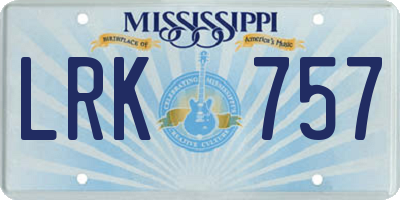MS license plate LRK757