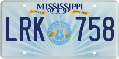 MS license plate LRK758