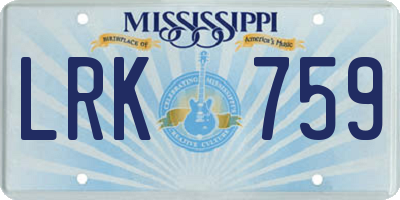 MS license plate LRK759