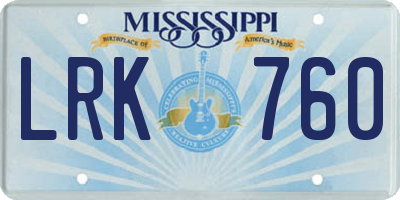 MS license plate LRK760