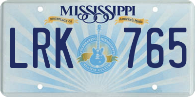 MS license plate LRK765