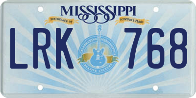 MS license plate LRK768