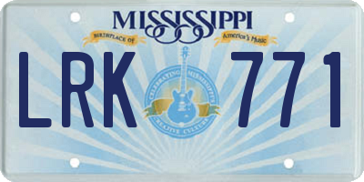 MS license plate LRK771