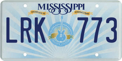 MS license plate LRK773