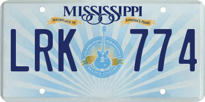 MS license plate LRK774