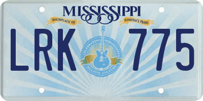 MS license plate LRK775