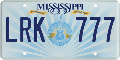 MS license plate LRK777