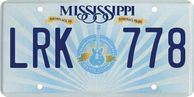 MS license plate LRK778