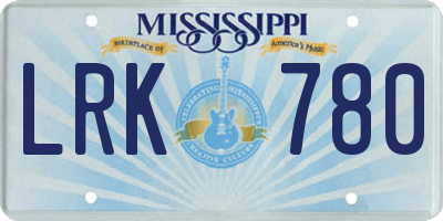 MS license plate LRK780