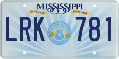 MS license plate LRK781