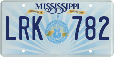MS license plate LRK782