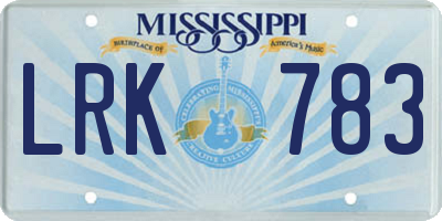 MS license plate LRK783