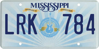 MS license plate LRK784