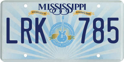 MS license plate LRK785