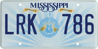 MS license plate LRK786