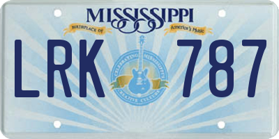 MS license plate LRK787
