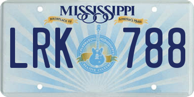MS license plate LRK788