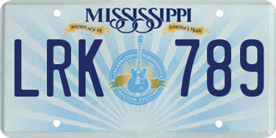 MS license plate LRK789