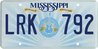 MS license plate LRK792