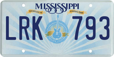 MS license plate LRK793