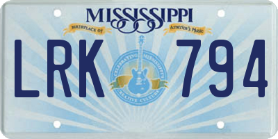 MS license plate LRK794